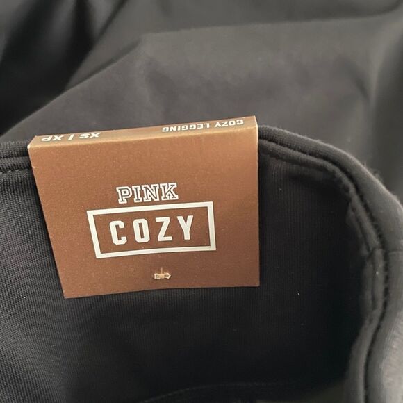 Victoria’s Secret PINK Cozy Ultimate Fleece Lined Olive Yoga Pocket Leggings NWT - Picture 10 of 13